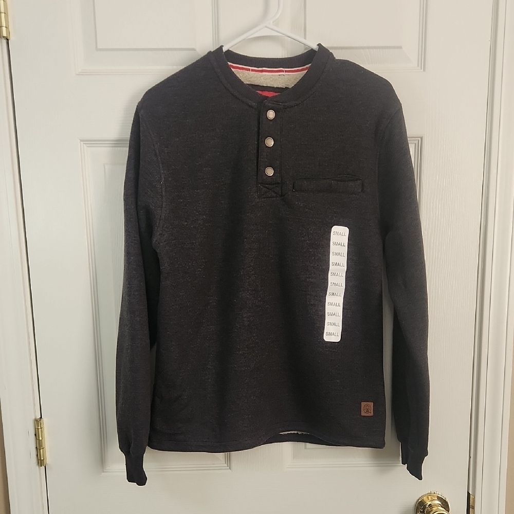 Coleman Gray Henley Sweatshirt Soft Thermal Fabric